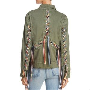 BlankNYC Rainbow Lace Up Denim Jacket